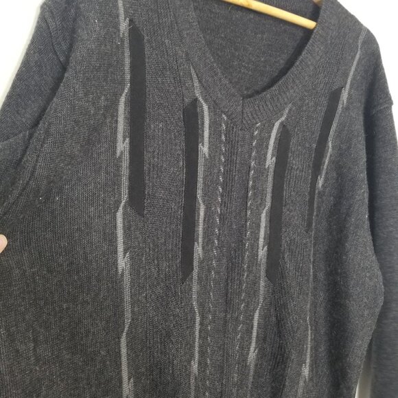 Vintage Pronto Uomo Retro Mens V-Neck Pullover Knitted Sweater Grandpa Cozy - Picture 4 of 8